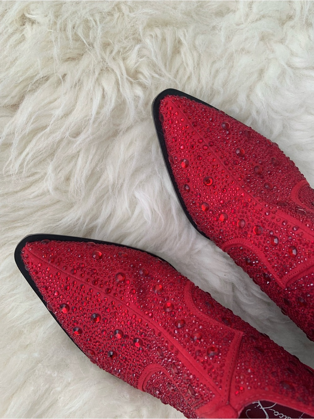 JESSICA SIMPSON Red Crystal Embellished Women's Ankle Boots (Sz 10) - Picture 3 of 10